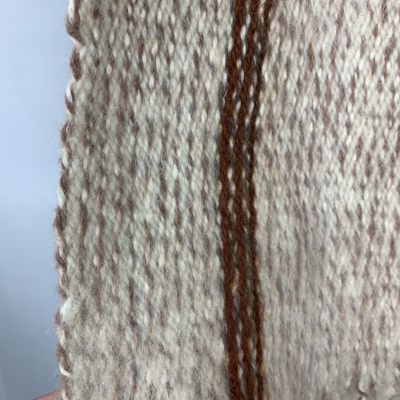 Wool Blend Cream and Rust color Scarf - Picture 5 of 7